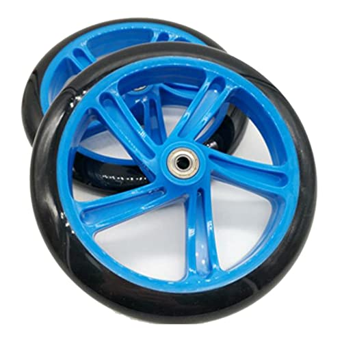 PRATYAHARA 2 Pieces Scooter Wheel 200 mm PU Material Wheel Thickness 30 mm ABEC-7 Bearing Scooter Accessories,Blue