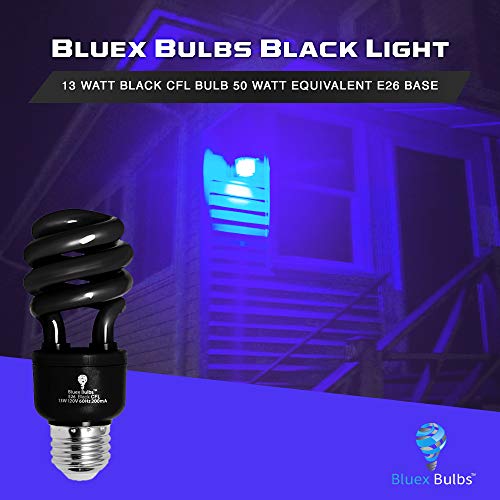 4 Pack BlueX CFL Blacklight Bulb 13W 50Watt Equivalent E26 Spiral