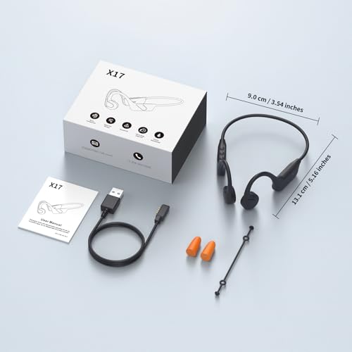 CXK Bone Conduction Headphones IPX8 Waterproof Swimming Headphones, Bluetooth 6.0 Open Ear Earbuds MP3 Mode with 32GB Memory, 12H Playtime, Underwater Wireless Headset Secure Fit for Running, Cycling