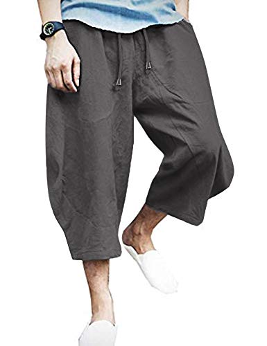 COOFANDY Men’s Linen Elastic Waist Pants Casual Loose Yoga Summer Beach Pants