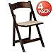 Flash Furniture 4 Pack HERCULES Series Fruitwood Wood Folding Chair with Vinyl Padded Seat