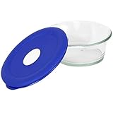 Pyrex Storage Deluxe 3-2/3-Cup Oval Dish, Clear with Blue Lid