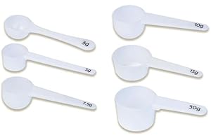 Measure spoons | measuring spoons set of 6 | exact dosing 3 gram scoop, 5 gram scoop, 7,5g, 10g, 15g, 30g | kitchen measuring