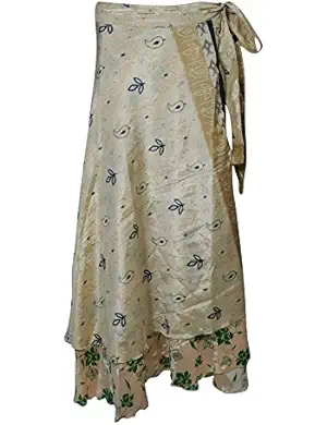 Mogul Womens Recycled Sari Magic Wrap Around Long Skirt Wholesale Lot of 3 Pieces