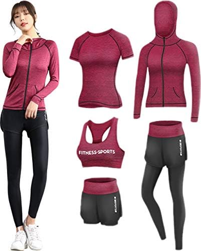 AiLoKoSo Women’s Compression Wear, Sportswear, Training, Running, Jogging, Sweating, Breathable, Pressurizing, Quick Drying, Sports Bra, Tights, Stretch, Top and Bottom, 2 Pieces/3 Pieces/5 Pieces, For Spring, Summer, Autumn, Winter
