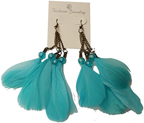 Mojeska Fashion Turquoise Natural Feather Earrings Jewelry Christmas Gifts