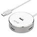 Alxum USB 2.0 Hub 4-Port USB Data Hubs Splitter with Built-in 120CM Long Cable for iMac, MacBook Air, Mac Mini, Chromebook, Microsoft Surface 4/3, Surface Book, Aluminium, White [Ultra Slim]