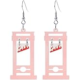 Handmade Guillotine Knife Dangle Earrings for Women Girls Punk Knife Horror Halloween Earrings Acrylic Unique Guillotine Earrings Halloween Party Jewelry
