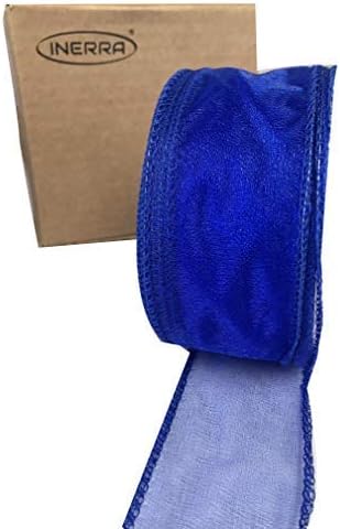 INERRA Chiffon Ribbon - Luxury Wired Edge 20 Metres x 50mm - (Royal Blue)
