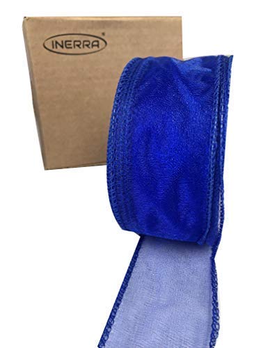 INERRA Chiffon Ribbon - Luxury Wired Edge 20 Metres x 50mm - (Royal Blue) โ image 1