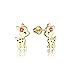 14k Gold Plated Enamel Flower Deer Baby Girls Earrings with Sterling Silver Post