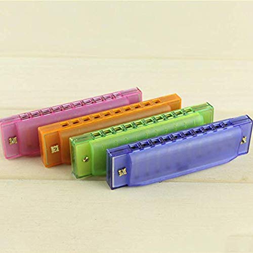 AMOR PRESENT Kids Harmonica, 2 PCS Translucent Harmonica with Case 10 Holes Diatonic Bules Children Harmonica