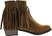 Breckelle's Womens Almond Toe Fringe Tassel Chunky Heel Cowboy Mid Calf Ankle Bootie