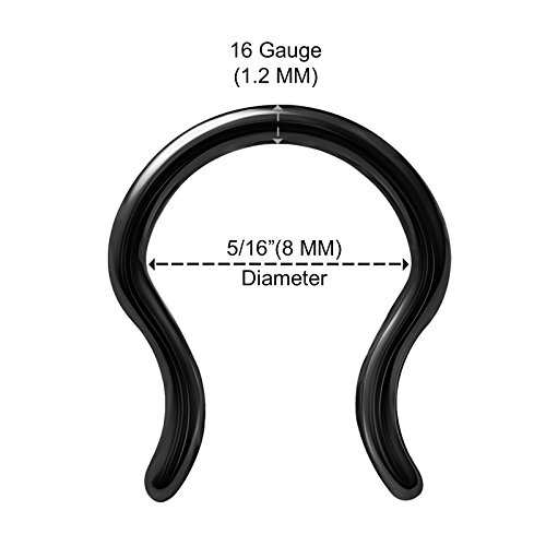 2PCS Stainless Steel Black septum ring jewelry 16g 5/16 8mm Nose Lobe Lip Cartilage Earrings Septum Piercing Jewelry 2597