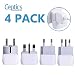 All European Travel Adapter Set by Ceptics, USA to Europe, Italy, Germany, England, Spain, Italy, Iceland, France (Type G, E/F, Type C, Type L) - 4 Pack - for Your Cell Phones, Tablets, iPhone, Camera primary