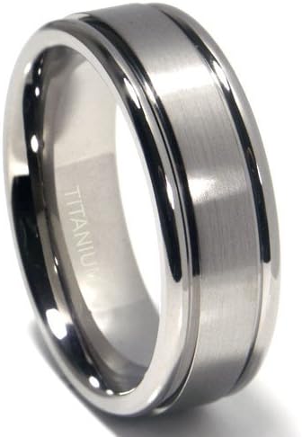 Titanium 8mm Matte Center Double Grooved Wedding Band Ring Sz 12.5 SN#d048