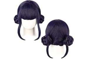 HIDLY Demon Costume Halloween Cosplay Costume Long Straight Hair Accessory for Girl Women (Black Purple)