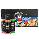 ARTEZA Fabric Paint for Clothes, Set of 14, 2 fl oz