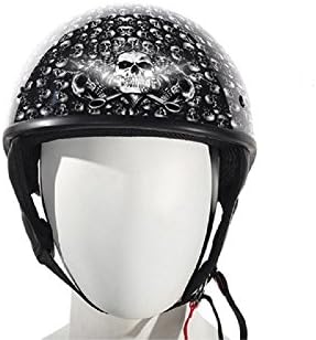Motorcycle Helmet With Black Finish &amp; Skull Graphics-DOT Approved-XX-LARGE
