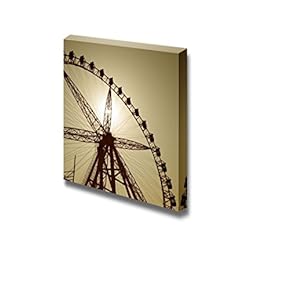 Canvas Prints Wall Art - Silhouette of a Ferris Wheel at Sunset - 12" x 12"
