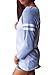 Dearlovers Women Long Sleeve Casual Baseball Top Blouses Large Size Blue