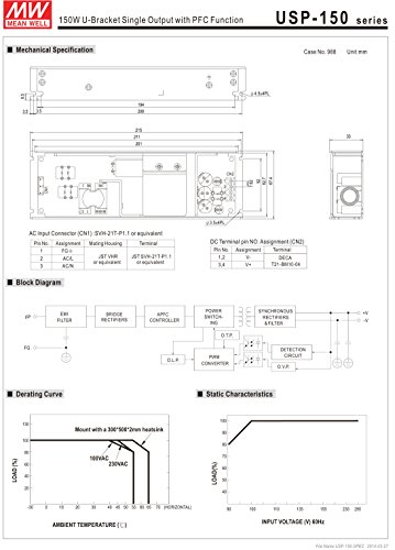 [PowerNex] Mean Well USP-150-15 15V 10A 150W U-bracket Switching with PFC Function Power Supplies