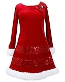 Bonnie Jean Little Girls Santa Christmas Red Bow Velvet Dress