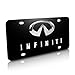 Infiniti Chrome 3D Logo Name On Black Steel License Plate