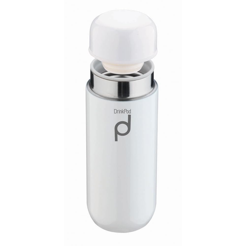 Drink Pod Vacuum Insulated Flask, Stainless Steel, White, 200ml