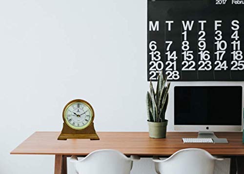 Mantel Clock, Silent Decorative Wood Desk Clock, Battery Operated, Wooden Design, for Living Room, Office, Kitchen, Shelf & Home Décor Gift - 9" x 8.5" (M102 - Mantle Clock) - Thumbnail 2