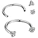 Areke Cute Cubic Zirconia Stainless Steel Hoop Nose Piercings Studs Ring for Lip Eyebrow Nipple Ear Color White