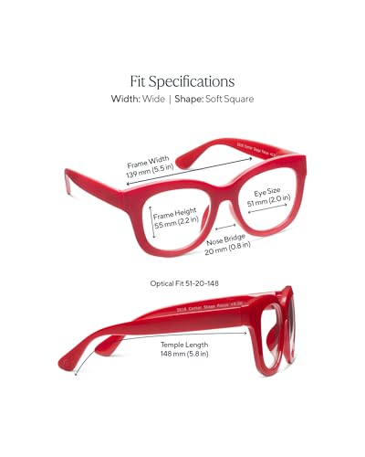 Peepers by PeeperSpecs Oprah\'s Favorite Women\'s Center Stage Oversized Blue Light Blocking Reading Glasses - Red +1.50
