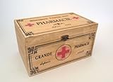 Vintage Wooden Storage Box French Pharmacie First Aid Medicine Chest