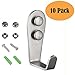 Angle Simple Extra Thick Coat Hook 10 Pcs, SUS304 Stainless Steel Towels Jackets Robes Hooks Garments Hanger Heavy Duty Utensils Holder Outside Garage Hooks Wall Mount, Brushed Steel 10 Pack