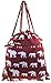 Burgundy Elephant Print Gym Sport Drawstring Bag Backpack Purse