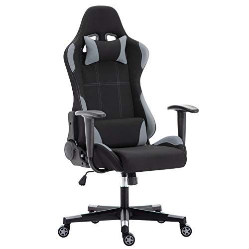 IntimaTe-WM-Heart-Silla-Gaming-Tela-Silla-Gamer-Ergonomica-Silla-con-Respaldo-Alto-Oficina-Silla-Computadora-Giratoria-Altura-Ajustable-y-Mecanismo-de-Inclinacion-Flexible-Gris