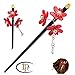 FINGER LOVE Acrylic Geisha Hair Stick with Red Acrylic Cherry Blossom Cluster and Tassel (Red)