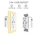 USB Outlet, 15A Duplex Receptacle with Dual USB Ports (5V/4.2A) and Dusk-to-Dawn Sensor Night Light, ETL Certified, 2 Pack