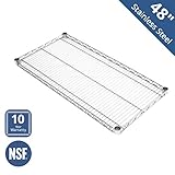 Seville Classics SHE18308SH Commercial NSF Stainless Steel Top Worktable Shelf, 18" D x 48" W x 1" H