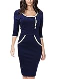 Miusol Women's Retro Navy Style 1/2 Sleeve Slim Bodycon Business Pencil Dress