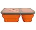 Silicone Collapsible Lunch Box, 2-Compartment, BPA Free, Microwave/Dishwasher Safe, Great for Kids and Adults (Orange)