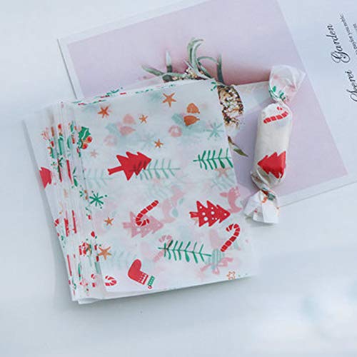 Wax Paper 500 Pcs Christmas Candy Food Wrapping Paper,Cake Wrappers,Chocolate,Caramel Lollipop Nougat Twisting Wax Paper,Candy Wrapping Paper for Christmas Xmas Crafting Cheese,4.82x 3.54inches - Thumbnail 2