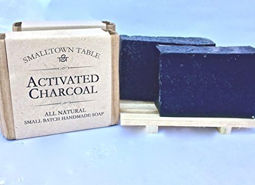 Activated Charcoal Handmade Soap All Natural Detoxifying Face and Body Cleanser Organic Ingredients. Great for Acne, Eczema, Sensitive skin. Unscented, TWO 4.5 oz Bars &amp; Wooden Soap Dish