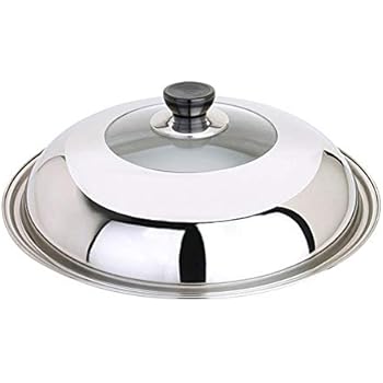 Stainless Steel Pan Cover 30/32/34cm Multifunctional Cooking Pan Pot Lid Replaced Lid Universal for Frying Wok Pot Dome Wok Cover (34cm)