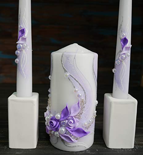 Magik Life Unity Candle Set for Wedding - Wedding décor & Wedding Accessories - Candle Sets Violet Wave