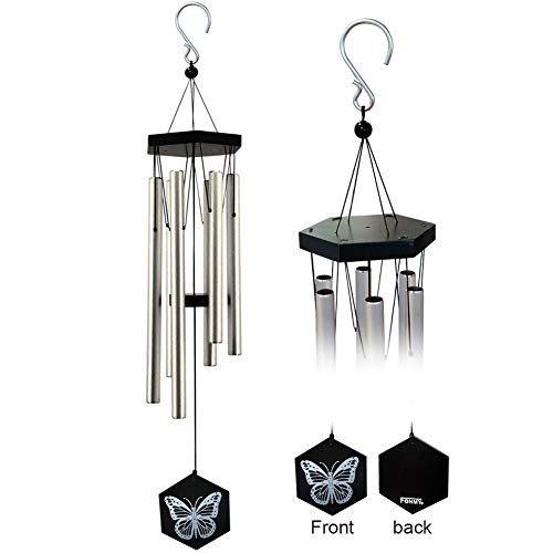 FONMY Wind Chime Outdoor Amazing Melodic Chimes Nature Bamboo with 6 Aluminum Tubes Quality Decoration for Garden Patio Balcony Home Outdoor Indoor Silver Chimes-33 inches Long Worth Gift Wind Chimes - Thumbnail 6