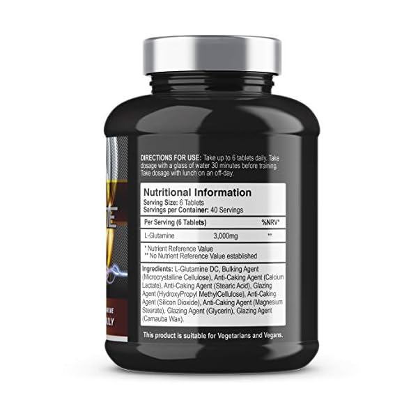 Iron-Labs-Nutrition-Glutamine-500mg-x-240-Tablets-L-Glutamine-Supplement-with-240-Vegetarian-Tablets Glutamine - 3000mg L Glutamine Per Serving - Enhanced with D3 & B12 - Vegan and Vegetarian L-Glutamine (240 Tablets - 40…