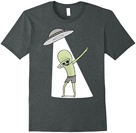 Mens Dabbing Alien Under UFO T-Shirt Funny Dab Dance Large Dark Heather