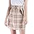 Vero Viva Womens Plaid High Waist Drawstring Belt A-Line Mini Skirt with Pockets