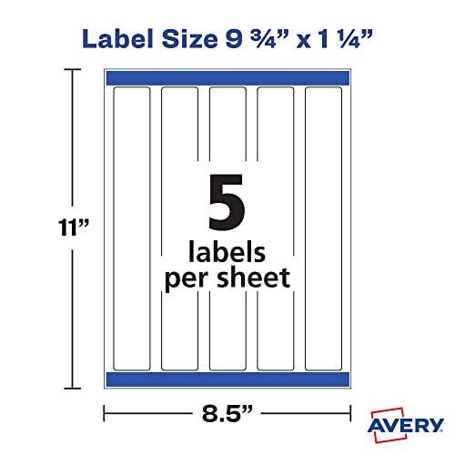 Avery Printable Blank Wraparound Rectangle Labels, 1.25" x 9.75", Matte